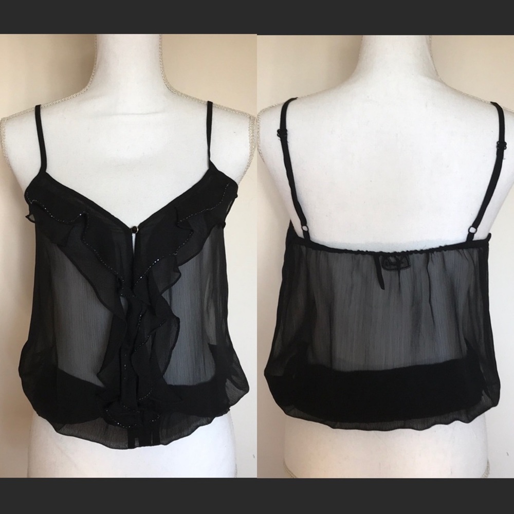 Guess Sheer Beaded Ruffle Cami - Picture 2 of 8